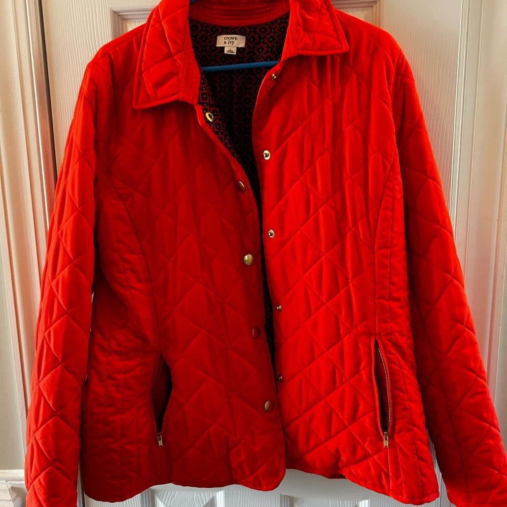 Crown & Ivy Vibrant orange Quilted Puffer Jacket